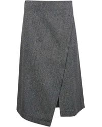 Studio Nicholson - Rokken ,Zwart ,Wol Asymmetrische Wol Midi Rok Zwart - Lyst