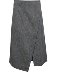 Studio Nicholson - Rokken ,Zwart ,Wol Asymmetrische Wol Midi Rok Zwart - Lyst