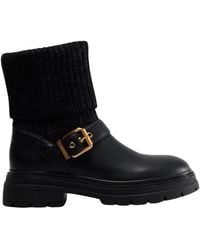 Twinset - Bikerstiefel Mit Strickdetail - Lyst