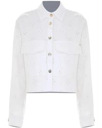 Kocca - Weiße denim-style kurzjacke mit lochmuster - Lyst