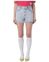 Alexander Wang - Schicke Denim-Shorts Mit Fransensaum - Lyst
