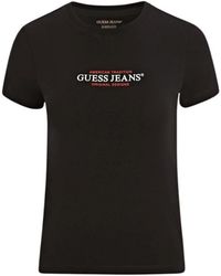 Guess - Tops ,Zwart ,Katoen Slim American Tradition Tee - Lyst
