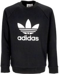 adidas - Hoodies & Sweatvesten ,Zwart ,Katoen Lichtgewicht Crewneck Sweatshirt Met Trefoil-Logo - Lyst