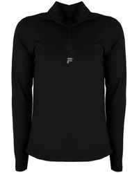 Fila - Tops ,Zwart ,Polyester Aansluitend Polo Shirt Met Rits En Verstelbare Koordjes - Lyst