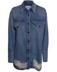 Dondup - Overhemden ,Blauw ,Denim Oversized Denim Overhemd - Lyst