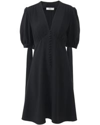 Chloé - Schwarzes a-linie kleid mit v-ausschnitt - Lyst