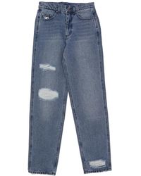 Karlkani - Versleten Denim Baggy Jeans Blauw - Lyst