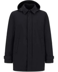 Herno - Jassen ,Zwart ,Polyester Parka Lungo 2-Layer Windstopper - Lyst