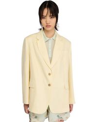 Semicouture - Jassen ,Geel ,Leer Wide Straight Jacket - Lyst
