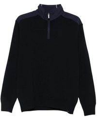Paul & Shark - Truien & Vesten ,Blauw ,Wol Trui Met Halve Rits - Lyst