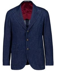 Brunello Cucinelli - Jassen ,Blauw ,Denim Medium Denim Deconstructed Blazer - Lyst