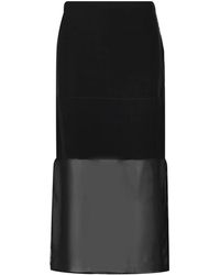 Sportmax - Rokken ,Zwart ,Katoen Zwarte Sheath Rok Katoen Voile Hoge Taille - Lyst