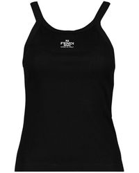 Fendi - Tops ,Zwart ,Katoen Ribgebreide Tanktop - Lyst