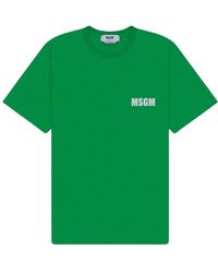 MSGM - Tops ,Groen ,Katoen Groene Katoenen T-Shirt Voor Mannen - Lyst