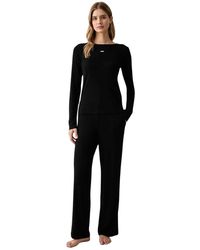 DKNY - Nachtkleding ,Zwart ,Tweed Geribbelde Pyjamaset - Lyst
