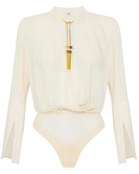 Elisabetta Franchi - Georgette Bodysuit Met Juweeldetails - Lyst