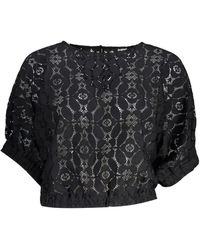 Desigual - Overhemden ,Zwart ,Polyester Zwart Batwing Mouwen Blouse - Lyst