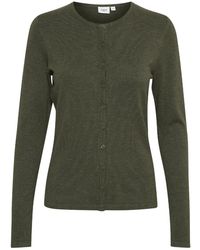 Saint Tropez - Groene Melange R-Neck Cardigan - Lyst