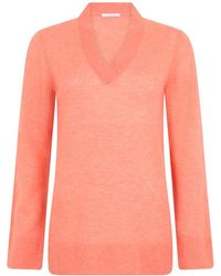 Malo - Truien & Vesten ,Rood ,Leer V-Neck Trui - Lyst