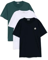 Moncler - Tops ,Veelkleurig ,Katoen Logo Patch Katoenen T-Shirt Pack - Lyst