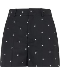 RED Valentino - Korte Broeken ,Zwart ,Katoen Star Print Shorts - Lyst