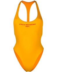 Stella McCartney - Logo-print Cut-out Swimsuit - Lyst