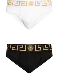 Versace - Ondergoed ,Veelkleurig ,Katoen Twee-Pack Slips - Lyst