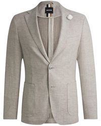 BOSS - Jassen ,Katoen Slim Fit Blazer – Mikro-Dessin Elegantie - Lyst