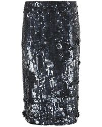 P.A.R.O.S.H. - Falda Midi Azul Con Lentejuelas Aplicación Floral, Mujer, Talla - Lyst