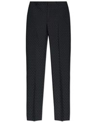 McQueen - Broeken ,Zwart ,Leer Broek Met Een Opvallend Schedelmotief - Lyst