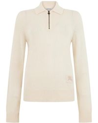 Burberry - Sweater Met Ritkraag Van Kasjmier - Lyst
