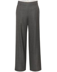 Part Two - Broeken ,Grijs ,Grijze Flanellen Melange Wijde Pijpen Pantalon - Lyst