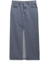 Filippa K - Rokken ,Grijs ,Denim Grijze Denim Lange Rok Met Split - Lyst