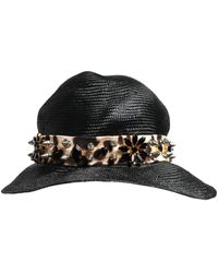 Dolce & Gabbana - Straw Crystal Embellished Wide Brim Hat - Lyst