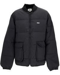 Obey - Jassen ,Zwart ,Nylon Zwarte Gewatteerde Jas Met Ritssluiting - Lyst