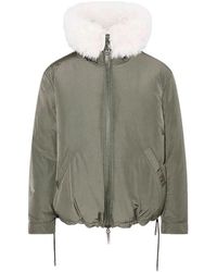 Yves Salomon - Jassen ,Groen ,Katoen Hooded Reversible Shearling Jacket - Lyst