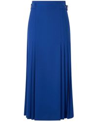 Alberta Ferretti - Rokken ,Blauw ,Wol Plissé Midi Rok - Lyst