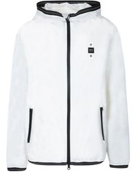 Blauer - Weiße kapuzenjacke mit schwarzen details - Lyst