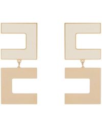 Elisabetta Franchi - Emaille-logo-ohrringe mit doppel-c-clip - Lyst