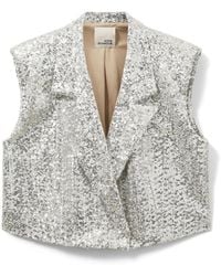 Sofie Schnoor - Jassen ,Grijs ,Polyester Paillet V-Hals Vest Zilver - Lyst