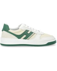 Hogan - Weiße und grüne leder sneakers vintage stil - Lyst
