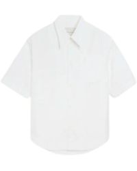 Ami Paris - Overhemden ,Wit ,Katoen Pocket Shirt Met Korte Mouwen - Lyst
