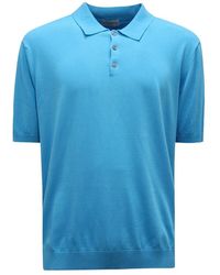 Ballantyne - Gebreide Polo Hals Trui Lichtblauw - Lyst