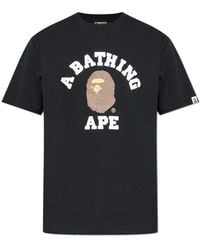 A Bathing Ape - Tops ,Zwart ,Katoen College T-Shirt - Lyst