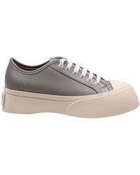 Marni - Graue leder-schnürschuhe mit plateau - Lyst