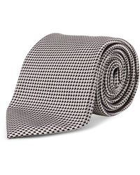 Tom Ford - Accessoires ,Grijs ,Micro-Pattern Zijden Stropdas - Lyst