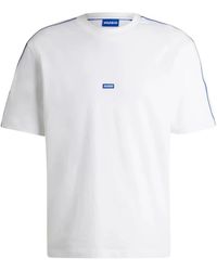 HUGO - Katoenen Jersey T-Shirt Met Blauw Logo - Lyst