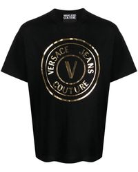 Versace - Magliette nera con stampa in lamina - Lyst