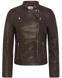 Part Two - Jassen ,Bruin ,Asymmetrische Rits Leren Bikerjas - Lyst
