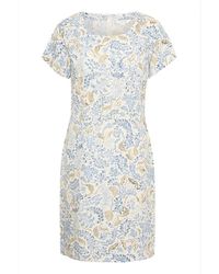 Part Two - Kleedjes ,Veelkleurig ,Linnen Blauwe Botanische Print Jurk - Lyst